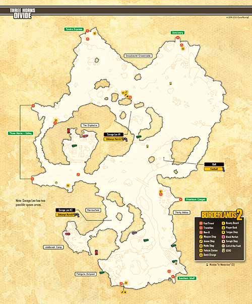 Three Horns Divide loot map